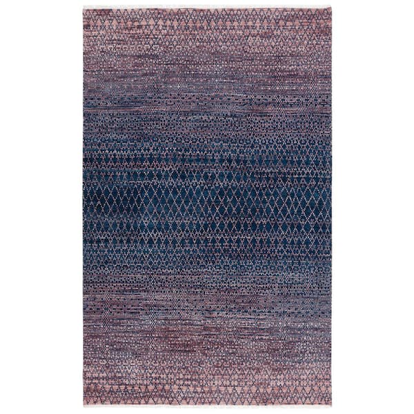 Nomad 6 ft. x 9 ft. Navy/Pink Woven Marle Area Rug