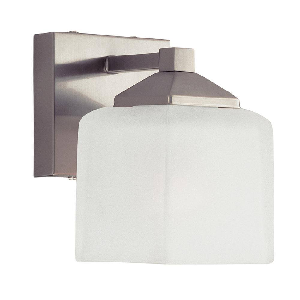 Edwards Pewter 1-Light Wall Sconce with Frosted Glass Shade