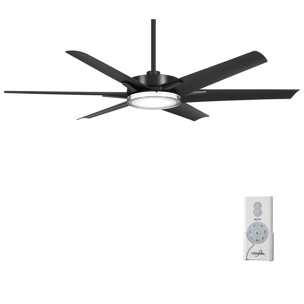 MINKA-AIRE Deco 65 in. CCT Integrated LED Indoor/Outdoor Black Ceiling Fan with Control F866L-CL - The Home Depot