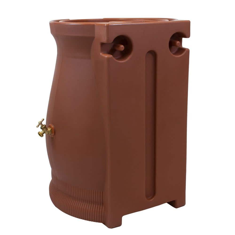 Terra Cotta 50 Gallon Dual Overflow Planter Rain Barrel
