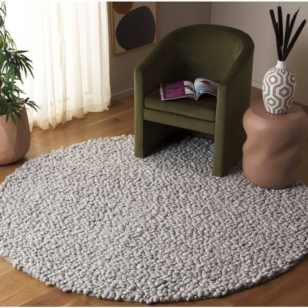 Natura 6 ft. x 6 ft. Round Light Gray Solid Bubble Area Rug price history on PriceWatchPro