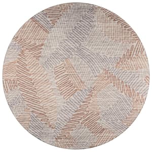 Modena Walnut 8 ft. x 8 ft. Round Abstract Area Rug