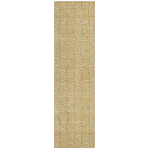 Chantille Machine Washable Indoor/Outdoor Abstract ACN3038 Gold 2 ft. x 7 ft. Runner Rug