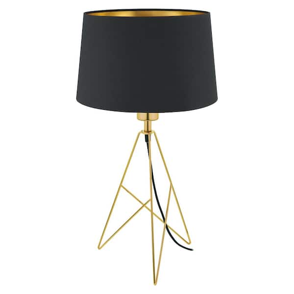 vlam Jabeth Wilson Kostuums Eglo Camporale 22.00 in. Gold Table Lamp with Black/Gold Fabric  Shade-39179A - The Home Depot