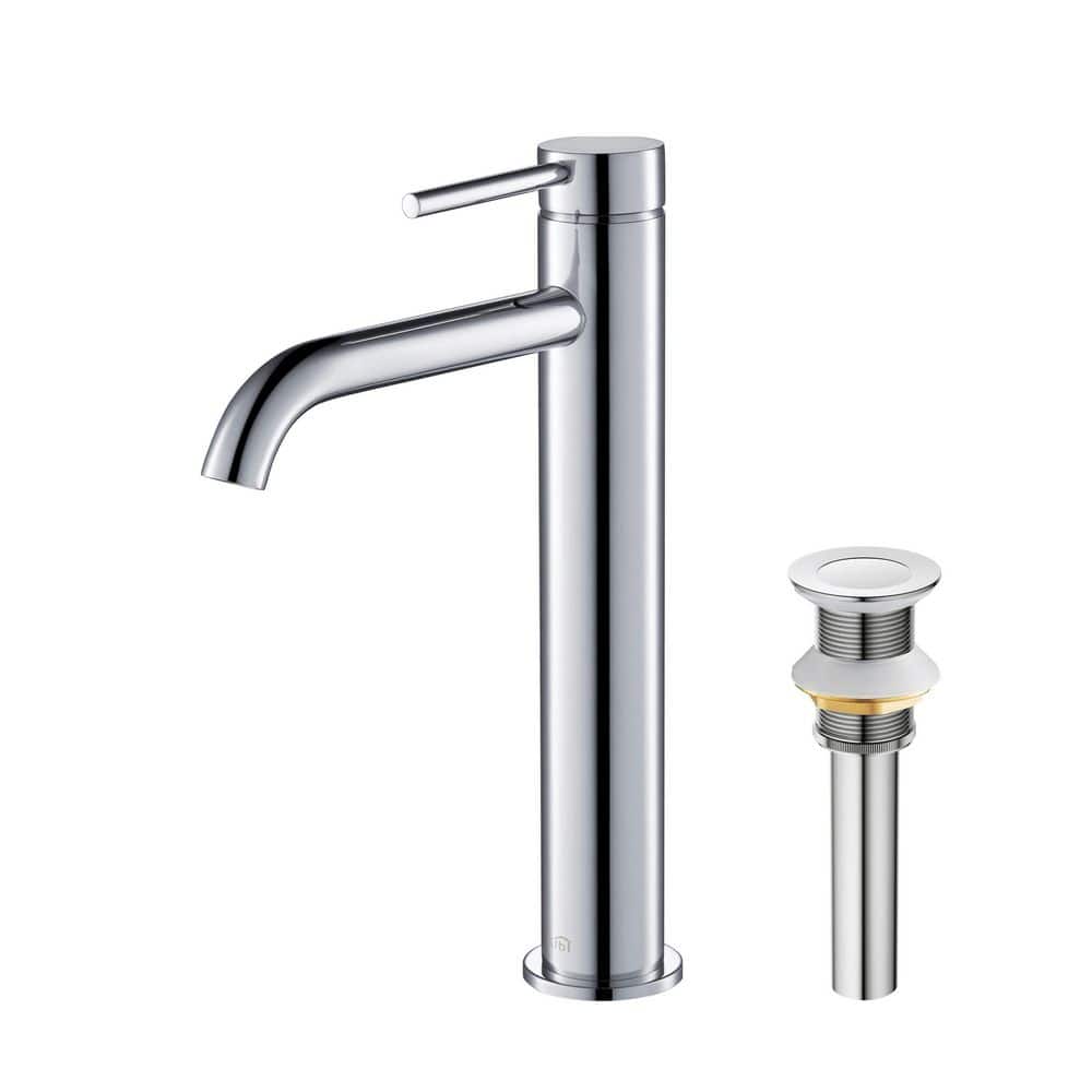 Chrome High Arc Single Handle Vessel Sink Faucet