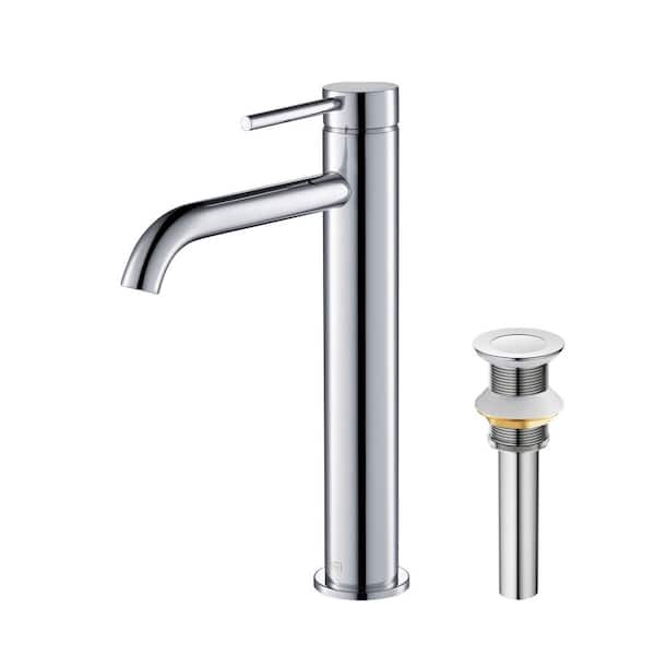 KIBI Single Hole Blaze Single Handle Bathroom Vanity Sink Faucet with Pop Up Drain in Chrome