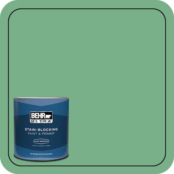BEHR ULTRA 1 qt. #M410-5 Green Bank Extra Durable Satin Enamel Interior Paint & Primer
