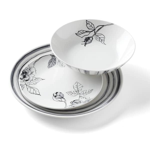 Oneida Sketchbook 12-Piece White Porcelain Dinnerware (Set Service