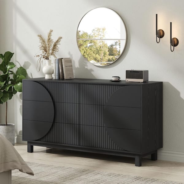 Noble House Elyra Modern 32.7 in. H Carbon Black Fluted Accent Storage  Cabinet, Bedroom 6 Drawers Dresser, Wooden Chest of Drawers 191990 - The  Home Depot