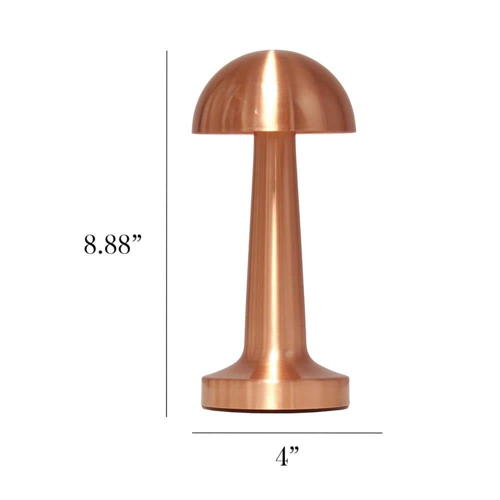Copper Cordless Mini Metal Mushroom Desk Lamp with Touch Sensor