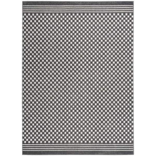 Nourison Casual Grey 4 ft. x 6 ft. Checker Contemporary Area Rug