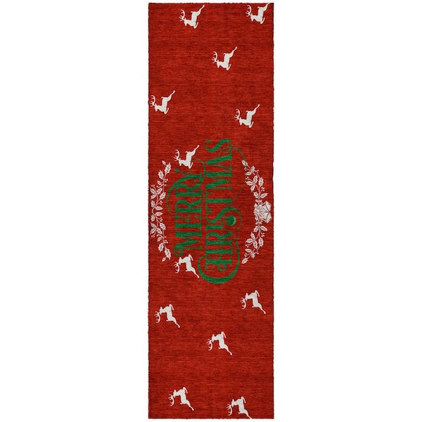 Dream Shag Premium Machine Washable Abstract ADS217 Ruby 2 ft. x 7 ft. Runner Rug