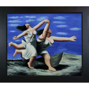 Two Women Running on the Beach by Pablo Picasso New Age Wood Framed People Oil Painting Art Print 24.75 in. x 28.75 in.
