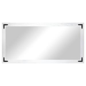 (33 in. W x 68 in. H) White Hardwood Rectangle Mirror with Decorative Corner Bracket