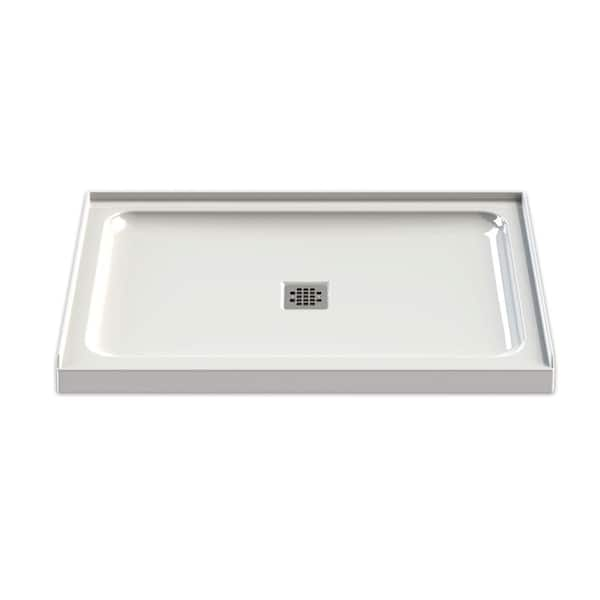 Olympia 48 in. x 32 in. Single Threshold Acrylic Shower Base with Center Drain in White