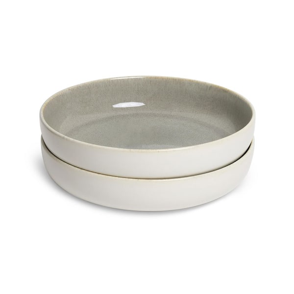 Resona 10 in. 64.25 fl. oz. Large Moss/Cream Stoneware Serving Bowl (Set of 2)