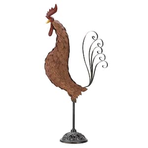 15 in. x 6 in. x 31 in. Metal Sculpture Rooster