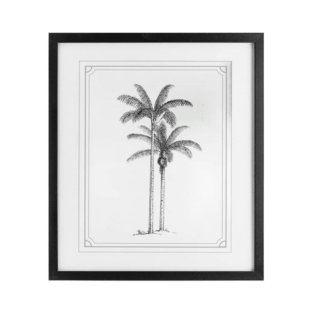 Stupell Industries Vintage Simple Palm Tree by Lettered and Lined Black ...