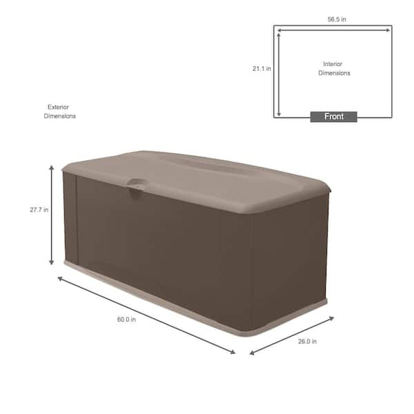  Rubbermaid Extra Large Resin Weather Resistant Outdoor Storage  Deck Box, 120 Gal., Putty/Canteen Brown, for Garden/Backyard/Home/Pool : Outdoors  Patio Furniture Waterproof Clearance : Patio, Lawn & Garden