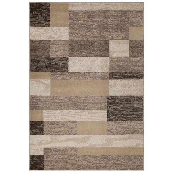Unbranded Beige Polypropylene 4 ft. x 6 ft. Striped Indoor Area Rug