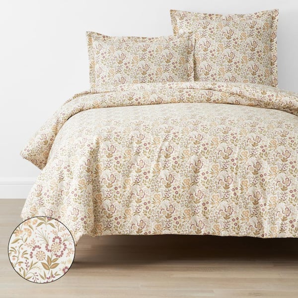 The Company Store Company Cotton Autumn Garden Blush King Cotton Percale Duvet Cover