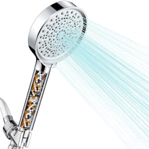 4.9 in. 6-Spray Patterns Wall Mount Filtered Handheld Shower Head 1.8 GPM in Chrome