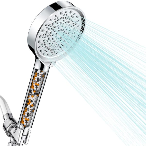 cobbe 4.9 in. 6-Spray Patterns Wall Mount Filtered Handheld Shower Head 1.8 GPM in Chrome