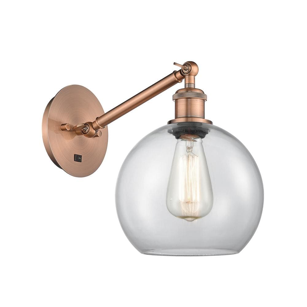 Athens 1-Light Antique Copper, Clear Wall Sconce with Clear Glass Shade price history on PriceWatchPro