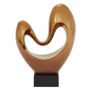 Copper Polystone Heart Abstract Sculpture with Black Base