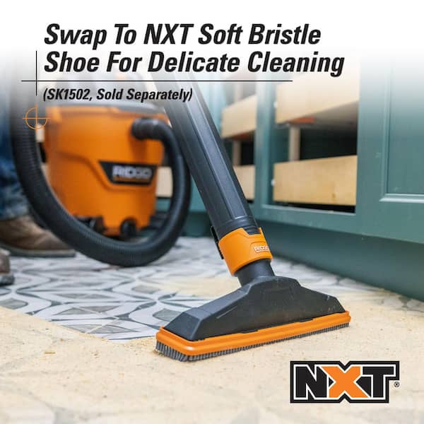 RIDGID NXT Floor Tool Hard Bristle Shoe Vacuum Attachment for