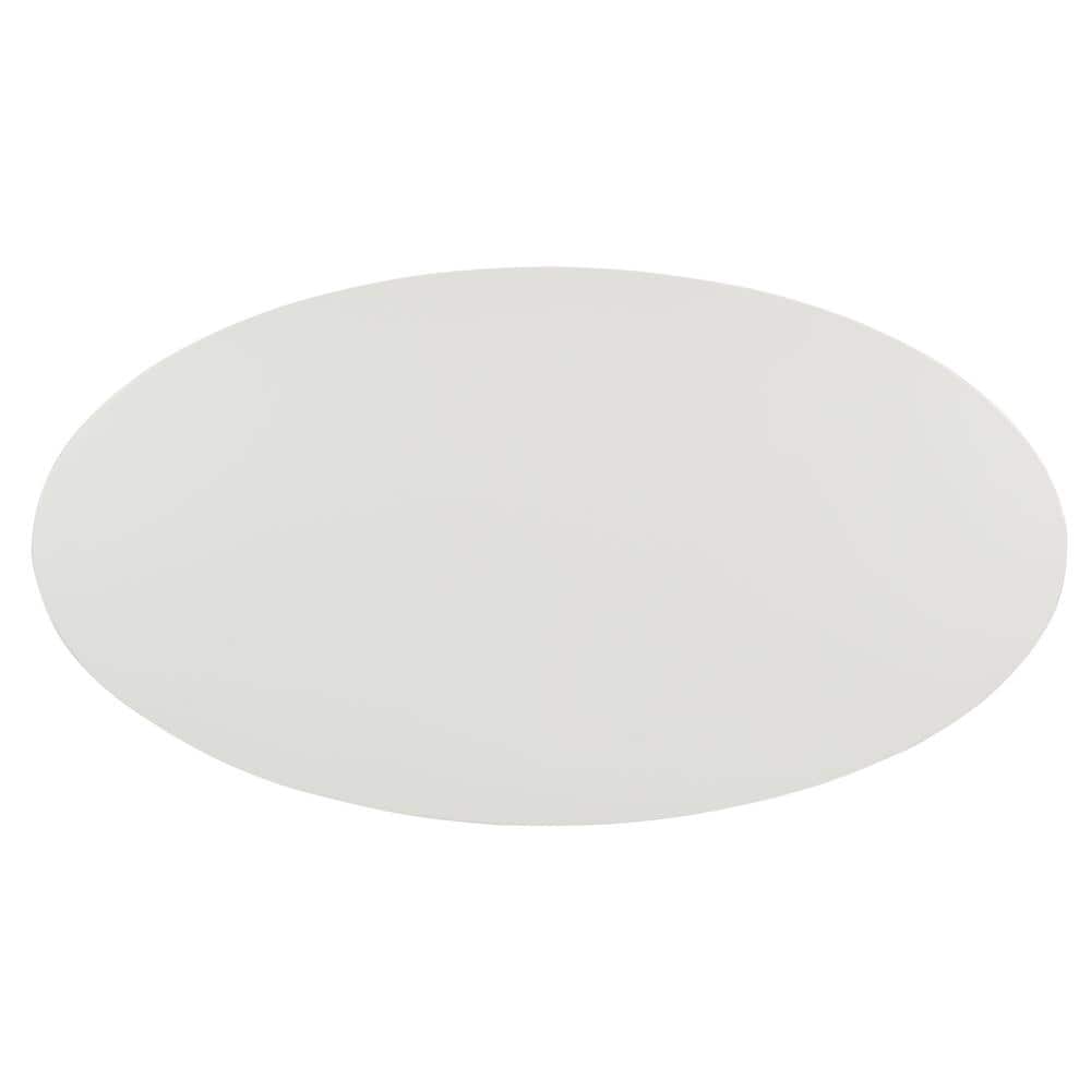 Transitional Dual-Tier Oval Coffee Table in White and Natural Wood