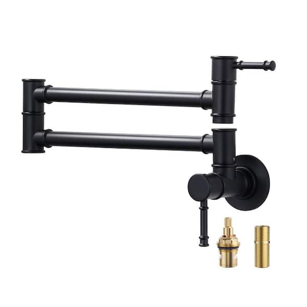 Wall Mounted Pot Filler with Double Handle in Matte Black