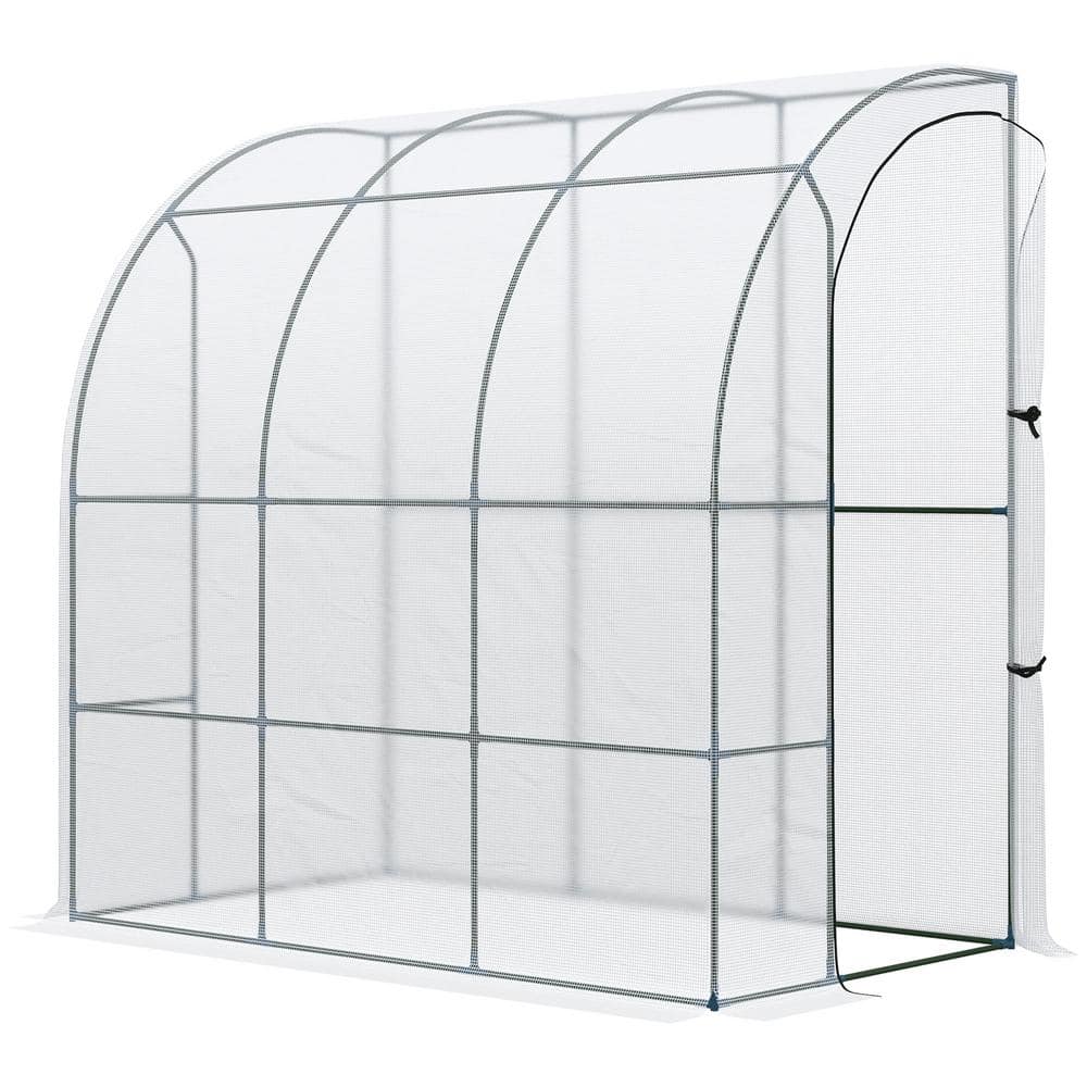 7 ft. x 4 ft. Lean-To Steel Walk-In Greenhouse with Roll-Up Window and PE C