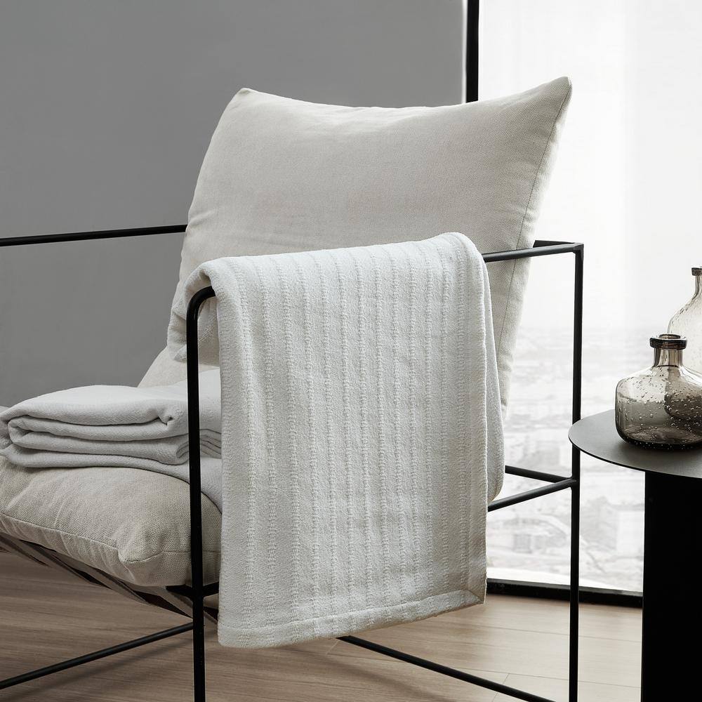 Full White Cotton Reversible Machine Washable Blanket