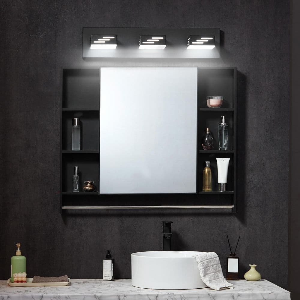 3-Light LED Modern Vanity Light Fixtures 19. 69 in. Bathroom Wall Lighting Fixture Over Mirror IP44 Waterproof (Black) price history on PriceWatchPro