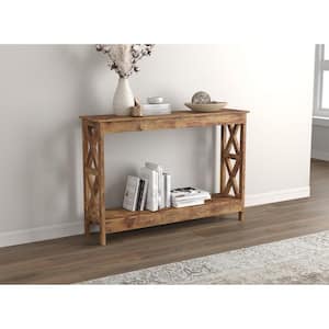 Safdie and Co. 47.25 in. Rectangle Reclaimed Wood Console Table with Shelves
