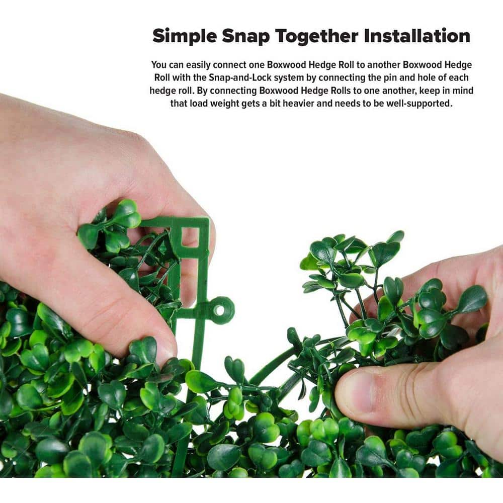 40 in. x 120 in. Light Green Artificial Boxwood Hedge Panels with Lights