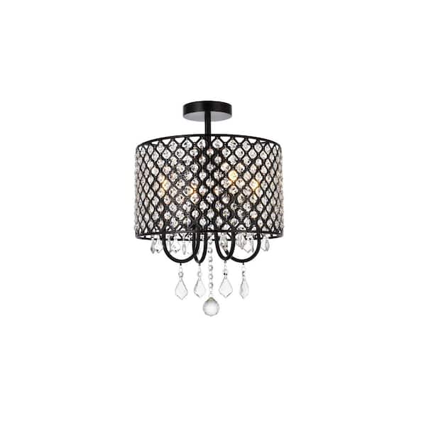 Unbranded Timless Home 14 in. 4-Light Transitional Black Flush Mount with No Bulbs Included