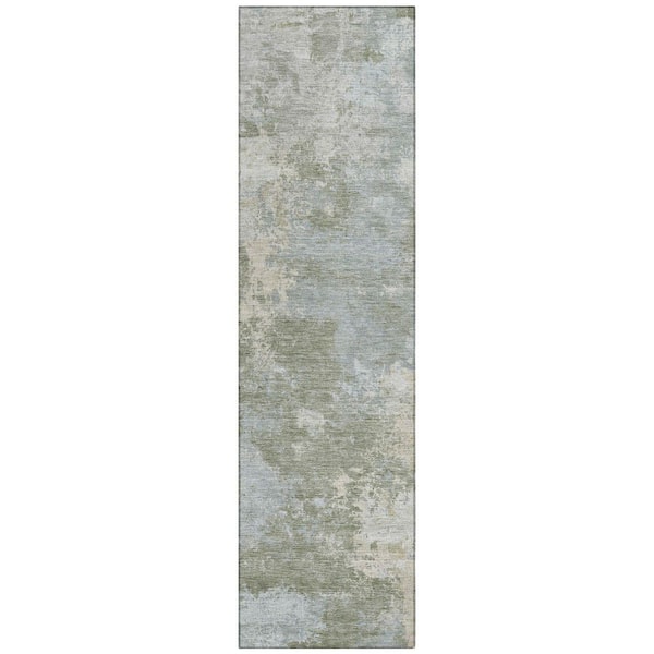 Chantille Machine Washable Indoor/Outdoor Abstract ACN2364 Sage 2 ft. x 7 ft. Runner Rug