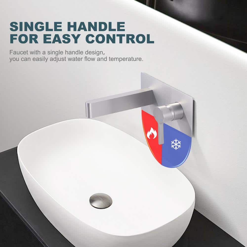 Brushed Nickel Single Handle Wall Mounted Bathroom Faucet