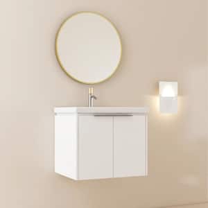 24 in. x 19 in. x 21 in. Modular Floating ECO Plywood Storage Bath Vanity Cabinet in White with White Caremic Sink Top