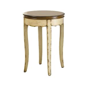Delway 18 in. White Round Wood End Table