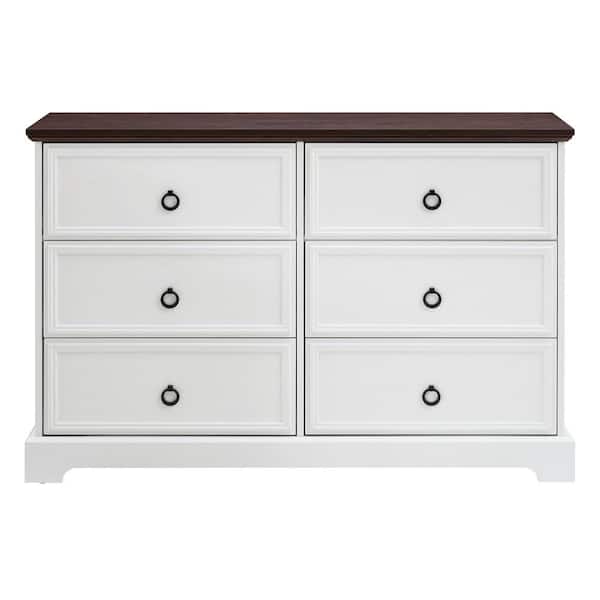 Tileon Modern Pantry Organizers of 6 Drawers for Kitchen, Living Room, Bedroom, Wooden Bedroom Drawer Dresser in White