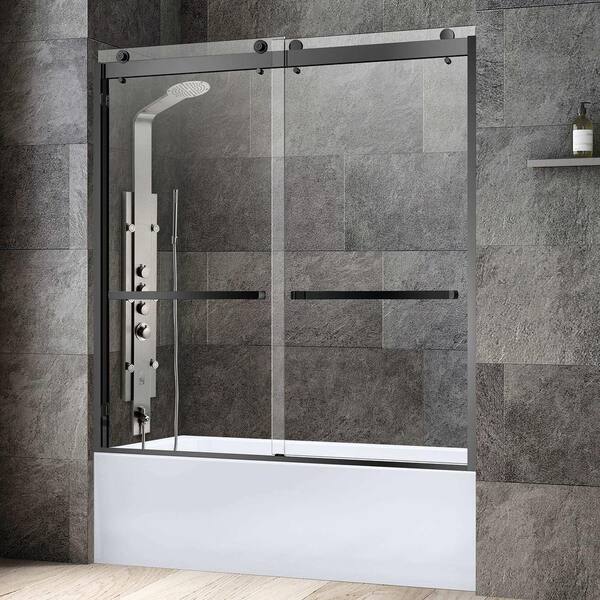 WOODBRIDGE Hainford 60 in. W x 62 in. H Sliding Frameless Shower Door