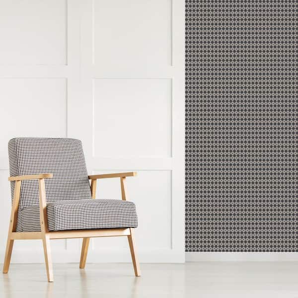 Luxe Ogee Black Unpasted Removable Peelable Paper Wallpaper