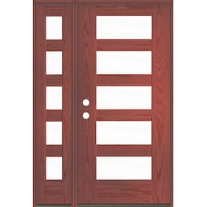 ASCEND Modern 50 in. x 80 in. 5-Lite Right-Hand/Inswing Clear Glass Redwood Stain Fiberglass Prehung Front Door w/LSL