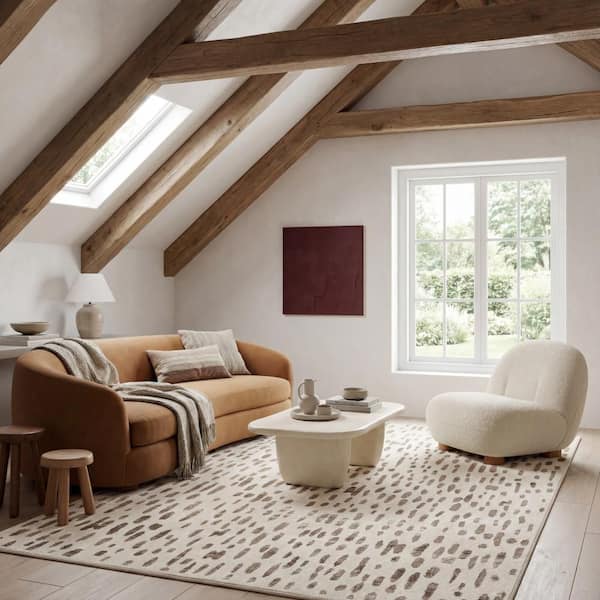 Clarisse Modern Polka Dot Area Ivory 8 ft. x 11 ft. Indoor Area Rug