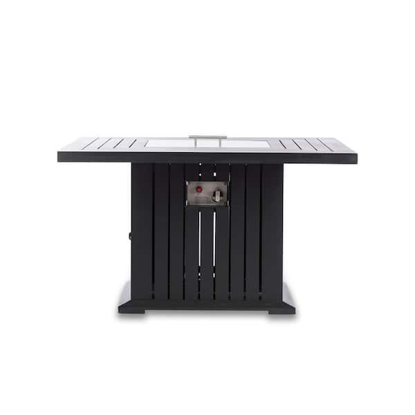 DIRECT WICKER Maxwell 43 in. x 43 in. x 24 in. Square Aluminum Propane Black Fire Pit Table with Cover