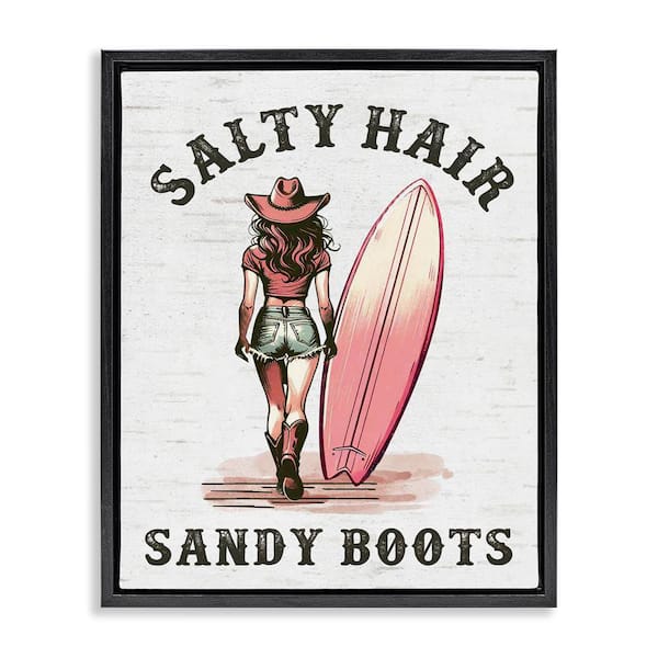 Salty Hair & Sandy Boots by Lettered and Lined Black Floater Frame People Graphic Art Print 21 in. x 17 in.