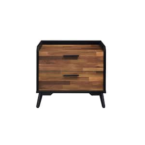16 in. Jiranty Accent Table in Walnut and Black
